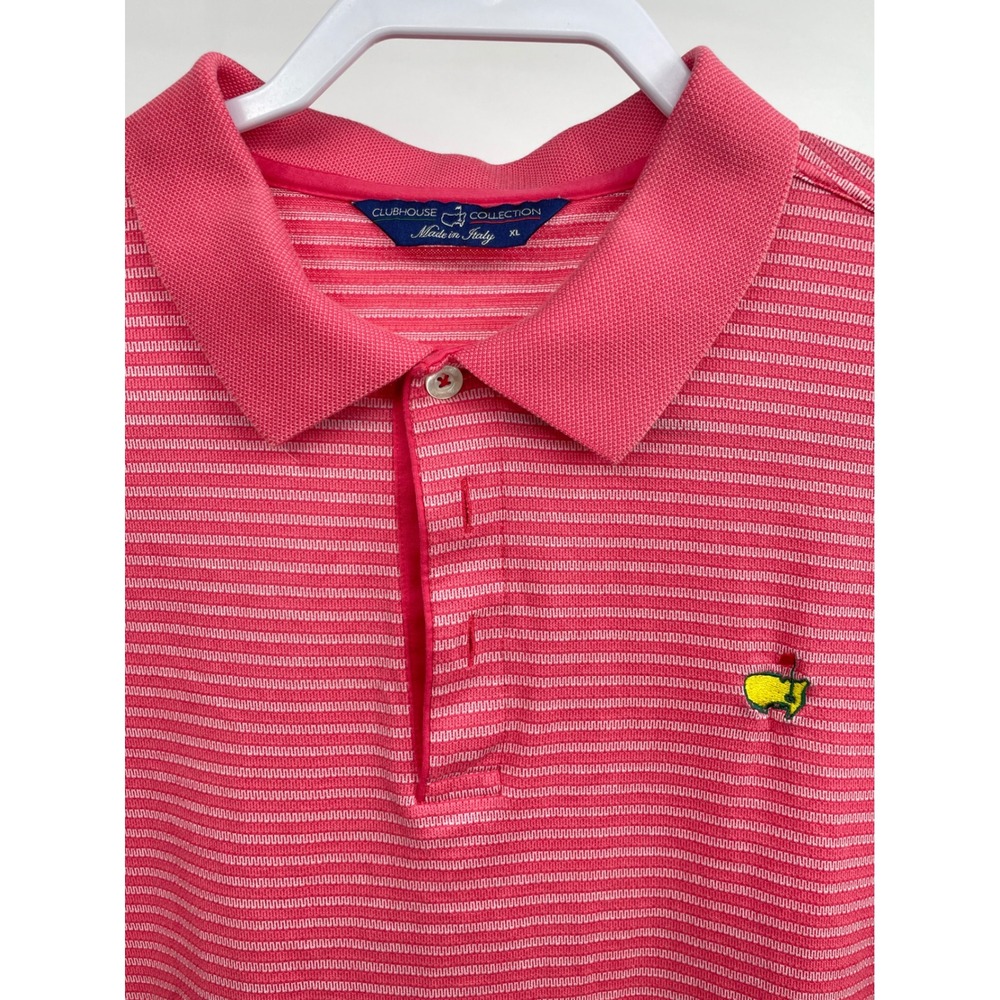 Masters Clubhouse Collection Coral Striped Polo Shirt Made in Italy Mens XL